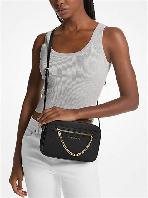 jet set large saffiano leather crossbody michael kors|michael kors leather crossbody bag.